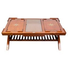 Vintage Starbay 'Ceylan' Modern Colonial Style Mixed Wood Tray Top Coffee Table