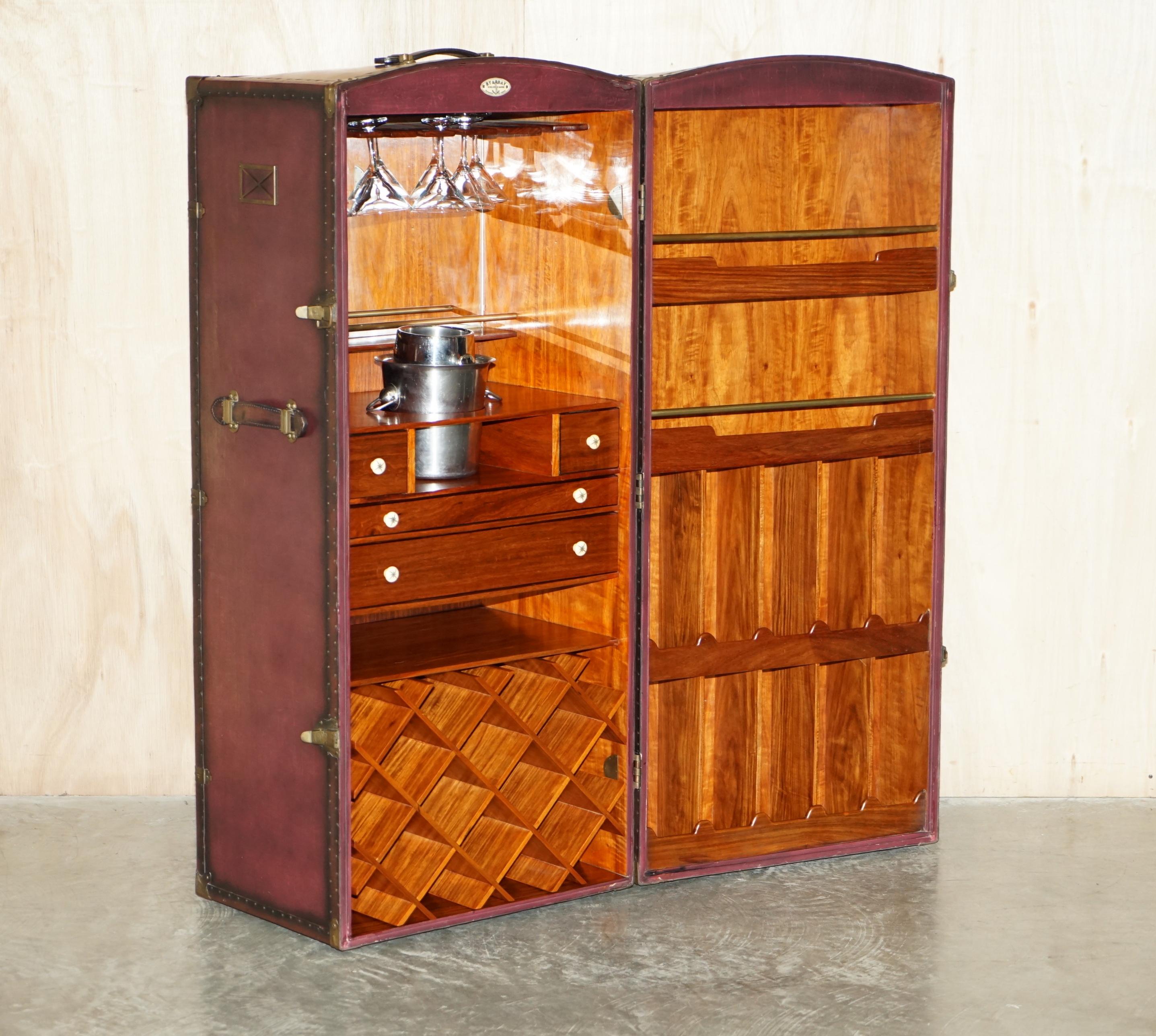 Hand-Crafted STARBAY SURCOUF LARGE STEAMER TRUNK AT HOME BAR WiTH GLASSES CHAMPAGNE BUCKET For Sale