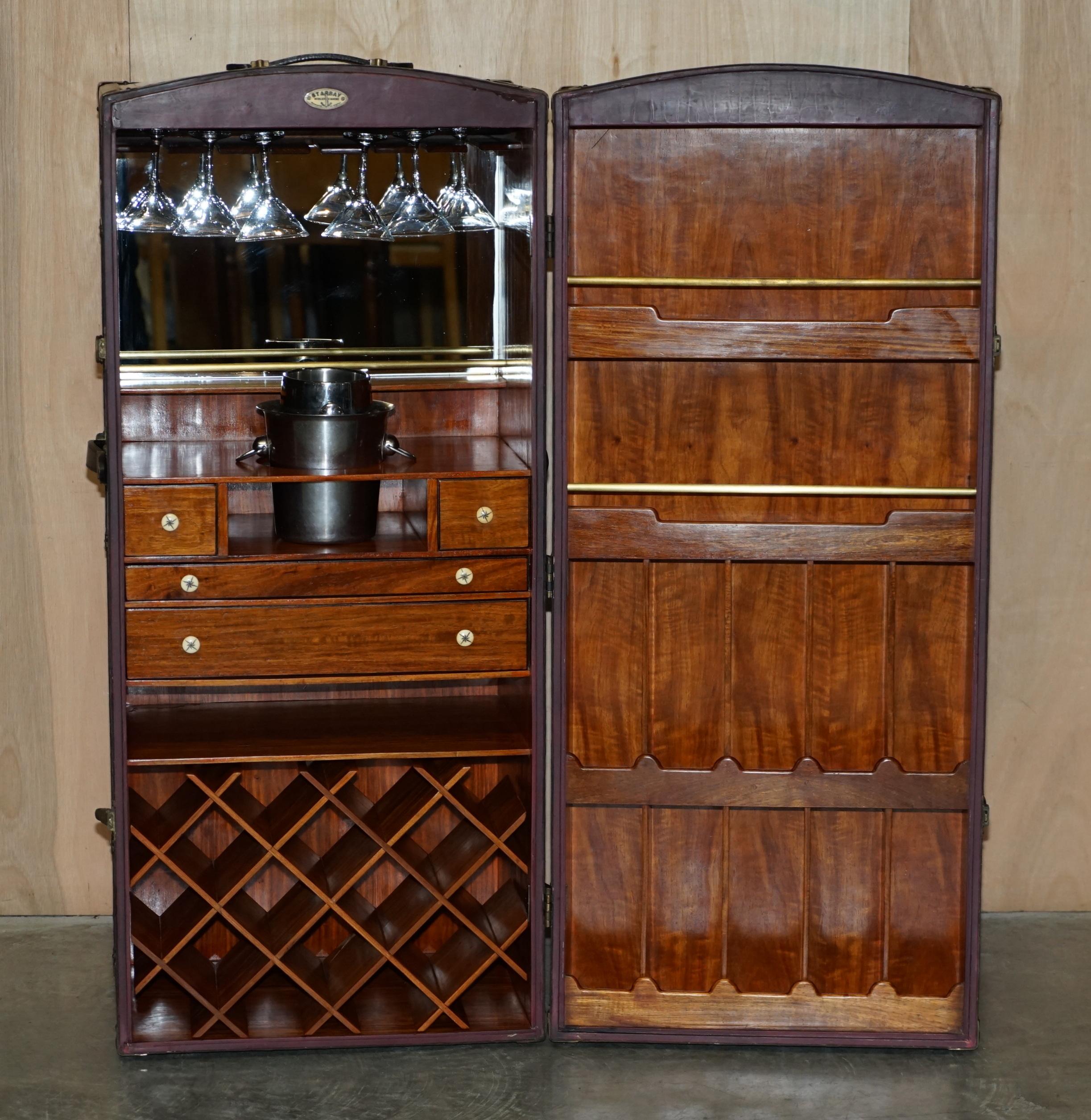 20th Century STARBAY SURCOUF LARGE STEAMER TRUNK AT HOME BAR WiTH GLASSES CHAMPAGNE BUCKET For Sale