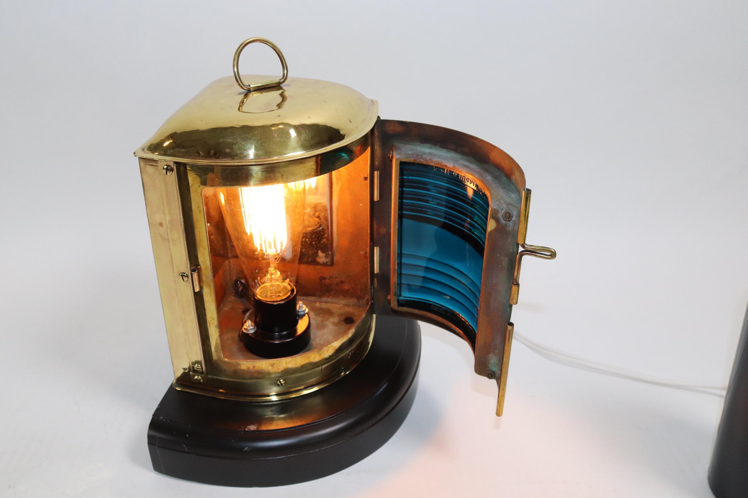 Mid-20th Century Starboard Boat Lantern of Sold Brass For Sale