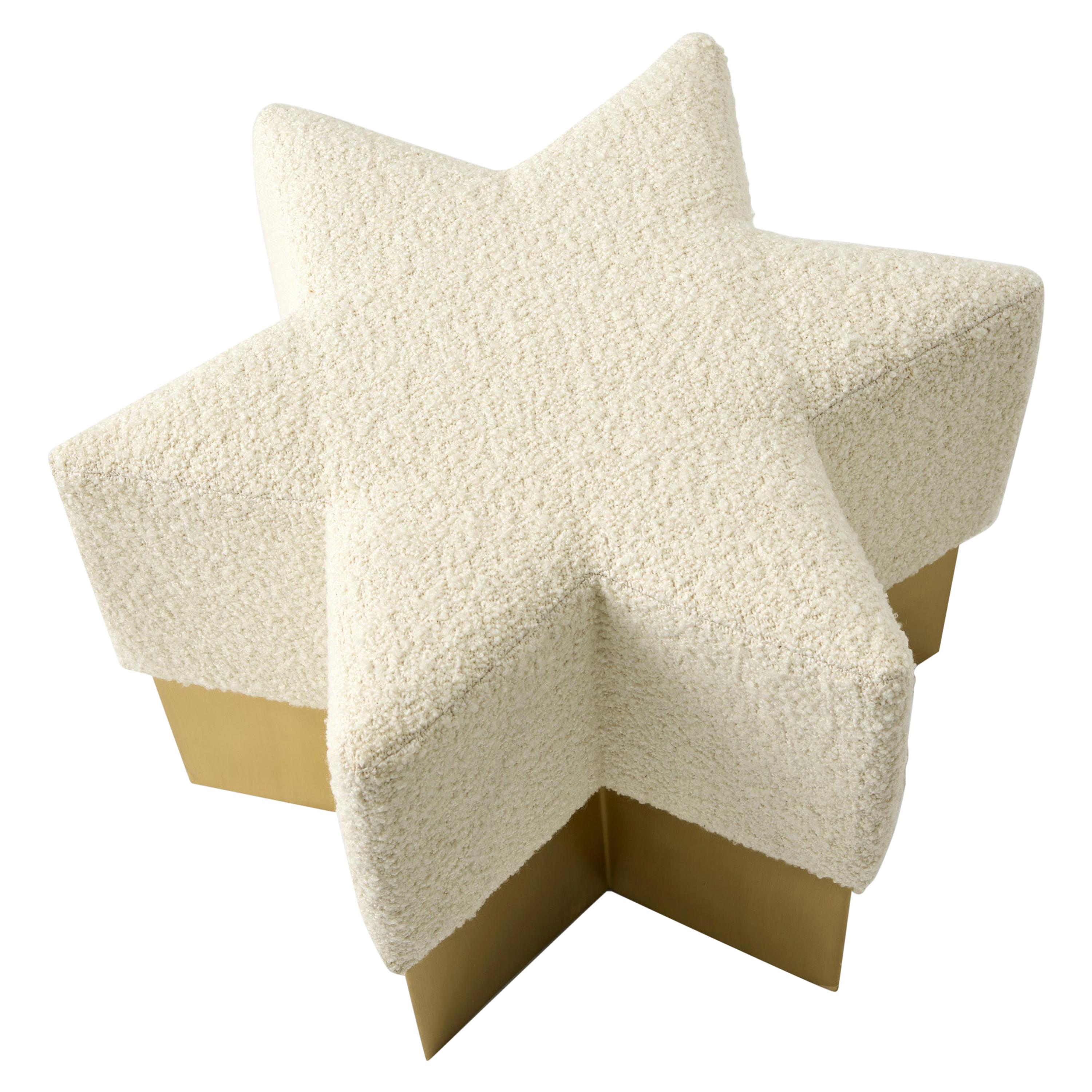 Starboy-Pouf aus weißem Bouclé im Angebot