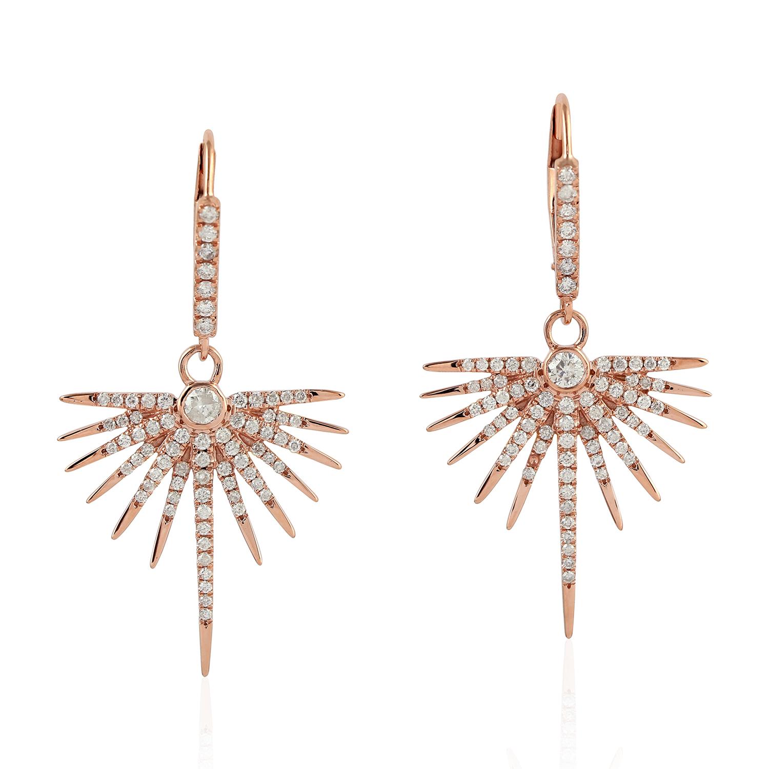 14 Karat Gold Sonnen-Diamant-Ohrringe Jacke-Ohrringe im Angebot 2