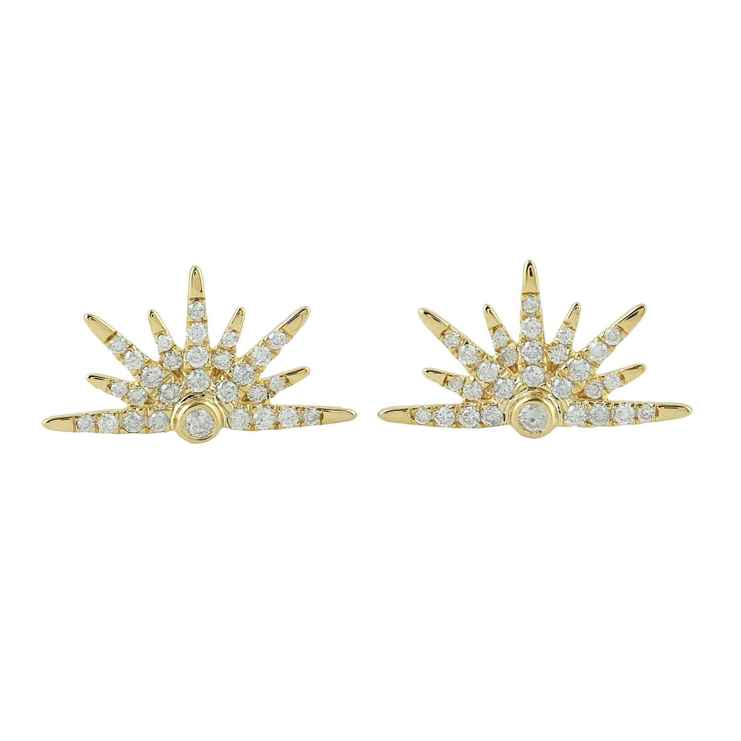 14 Karat Gold Sonnen-Diamant-Ohrringe Jacke-Ohrringe im Angebot 3