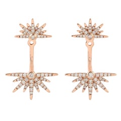 14 Karat Gold Sun Diamond Ear Jacket Earrings