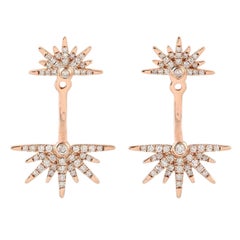 18 Karat Gold Sun Diamond Ear Jacket Earrings