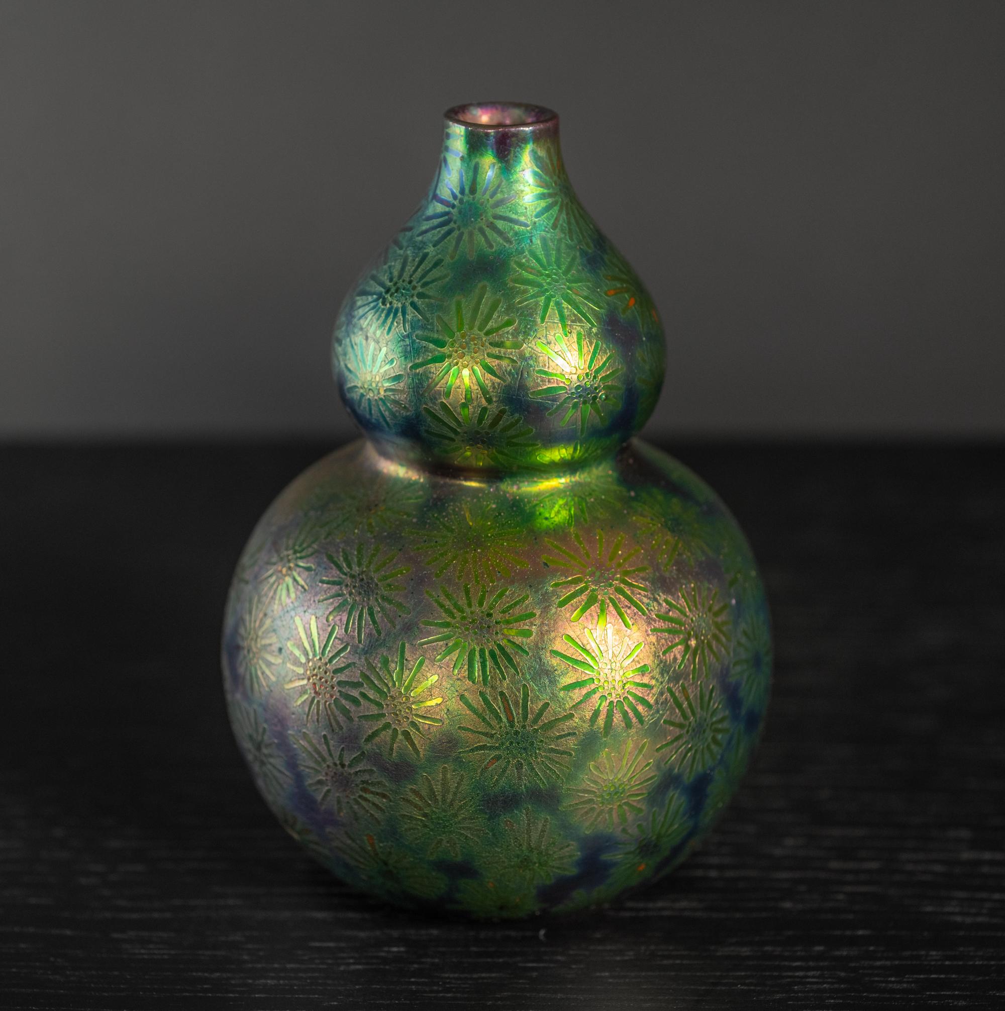 Earthenware Starburst Art Nouveau Iridescent Vase by Clement Massier For Sale