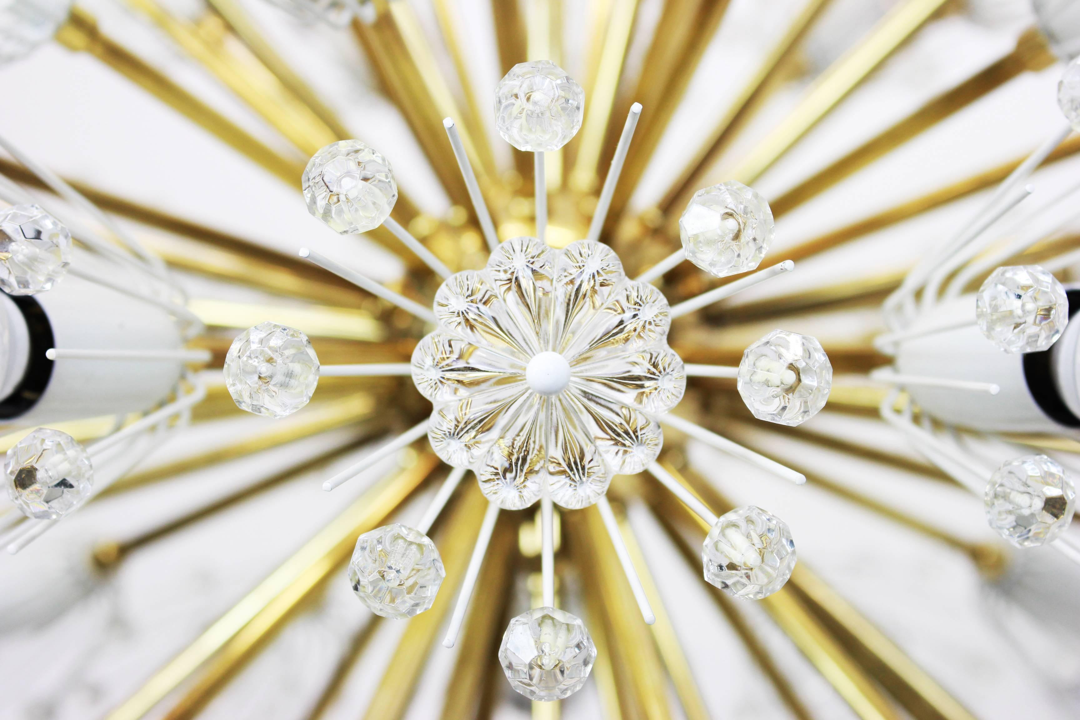 Austrian Starburst Brass Chandelier by Emil Stejnar, Austria, 1960s