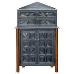 Jim Rose Starburst Pattern Cupboard with Chest of Drawers, Steel Art Furniture