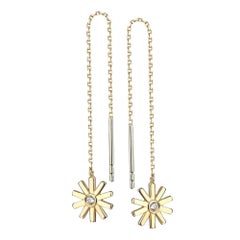 Starburst Diamond 14K (or 18k upon request) Yellow Gold Threader Earrings