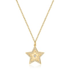 Starburst Diamond 14K Yellow Gold Pendant Necklace