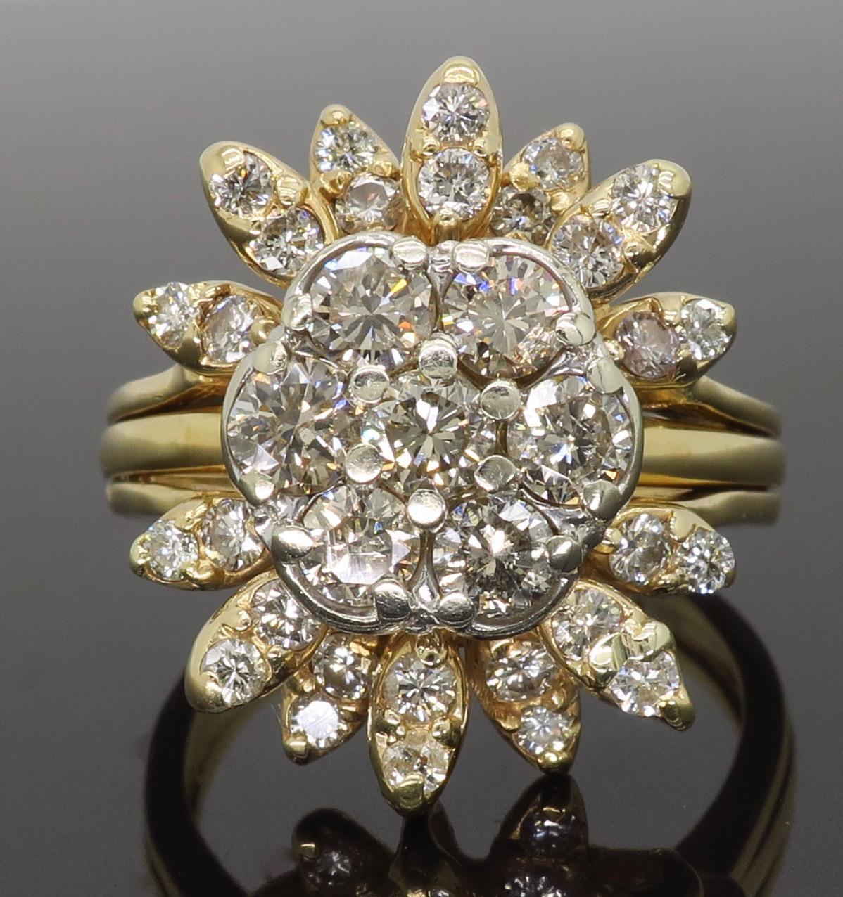 Starburst Diamond Cluster Ring In Good Condition In Webster, NY