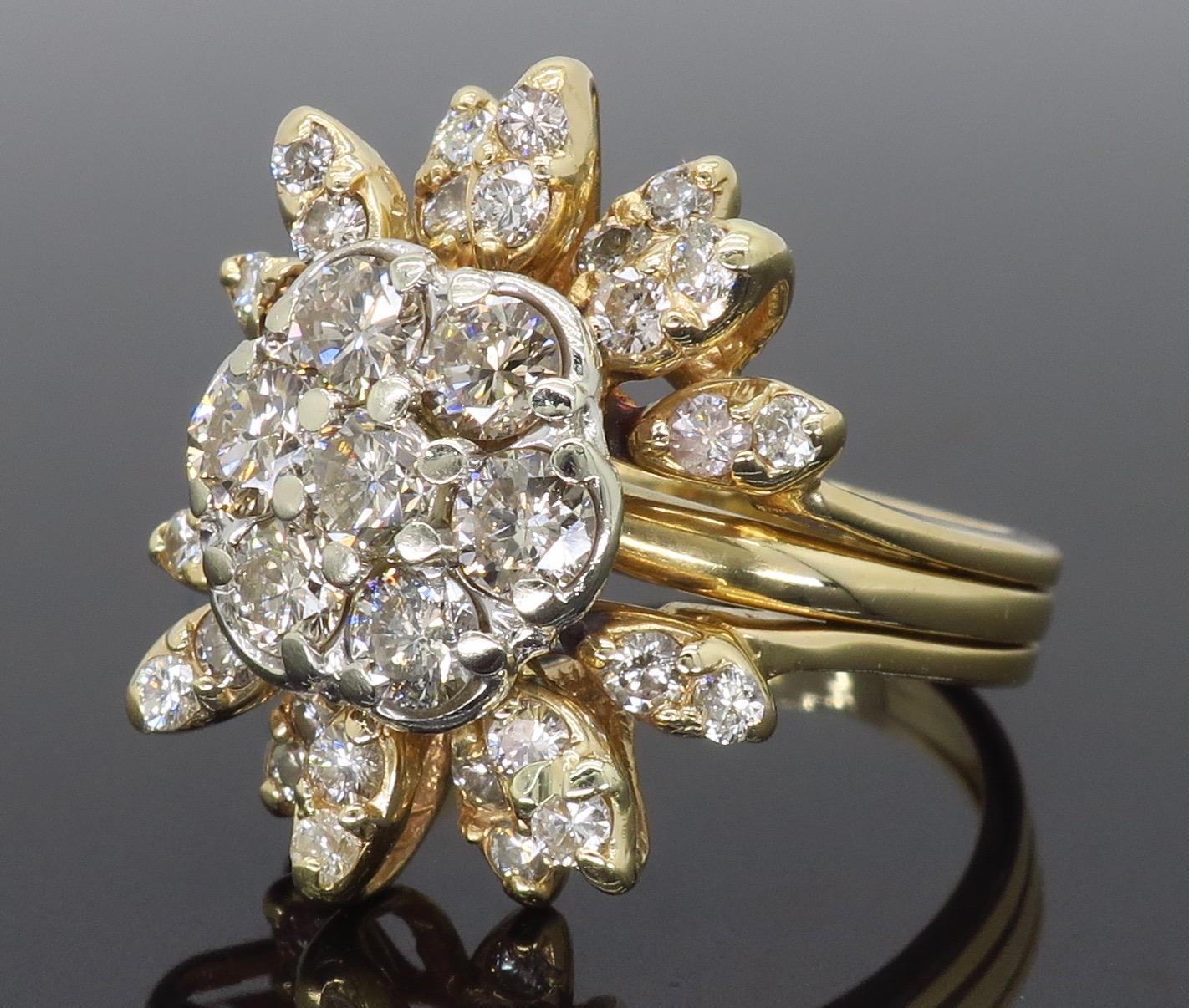 Women's or Men's Starburst Diamond Cluster Ring