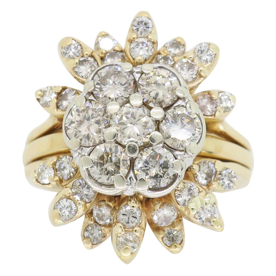 Starburst Diamond Cluster Ring