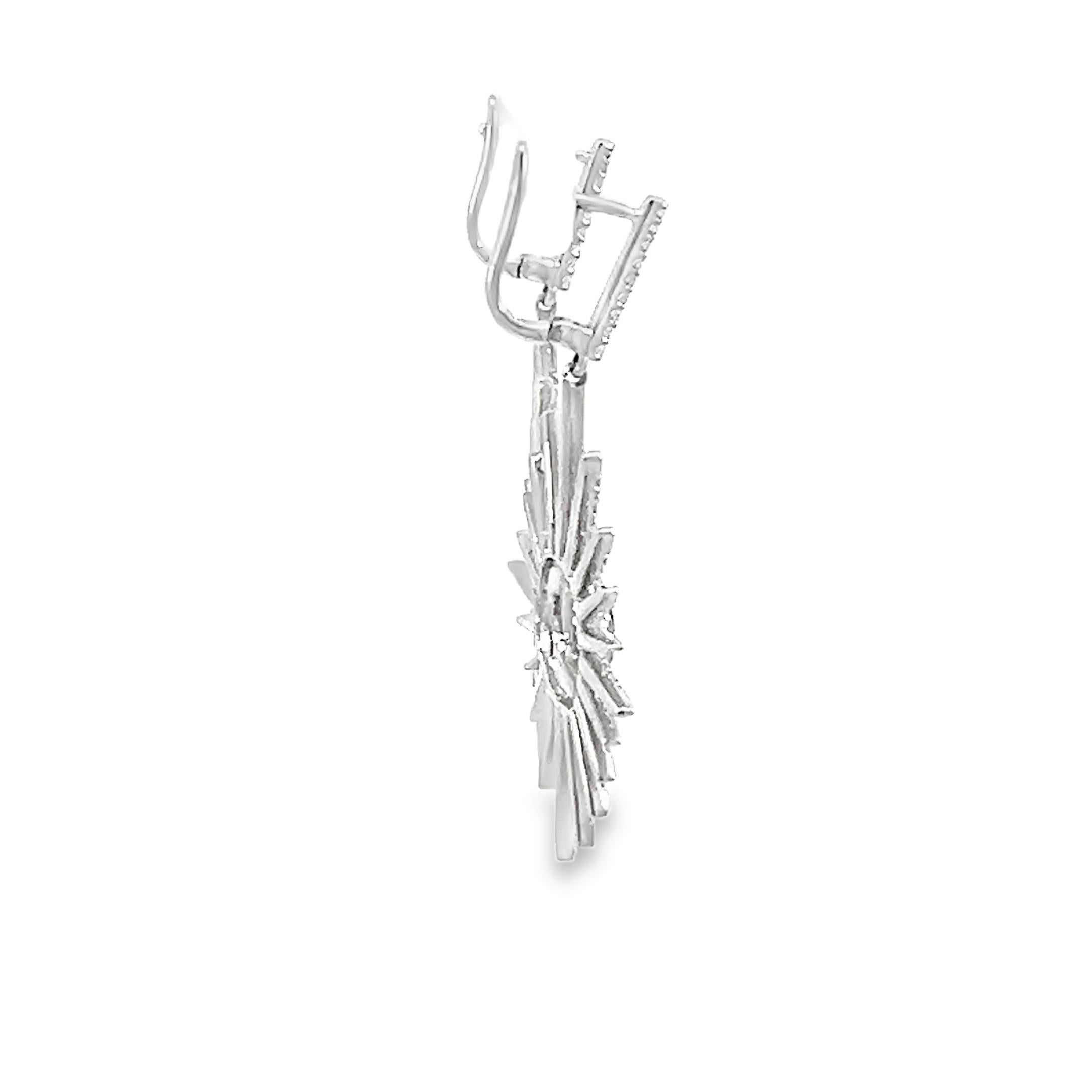 Starburst Diamond Dangle Earrings For Sale 4