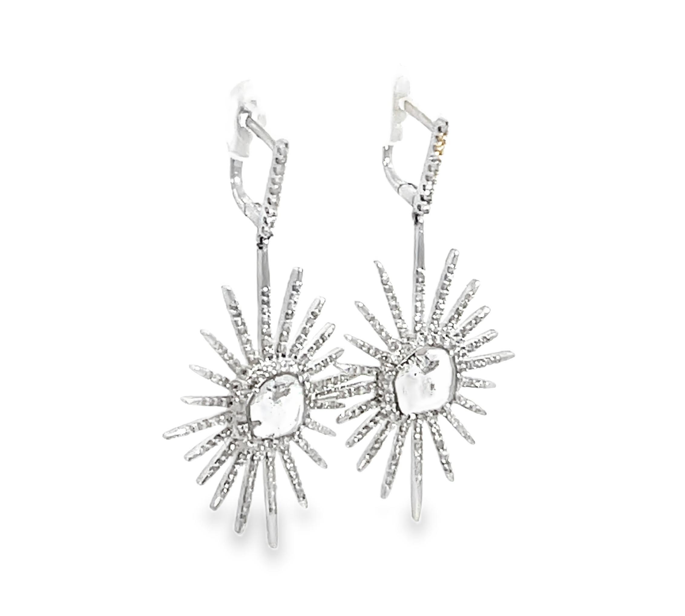 Women's Starburst Diamond Dangle Earrings For Sale