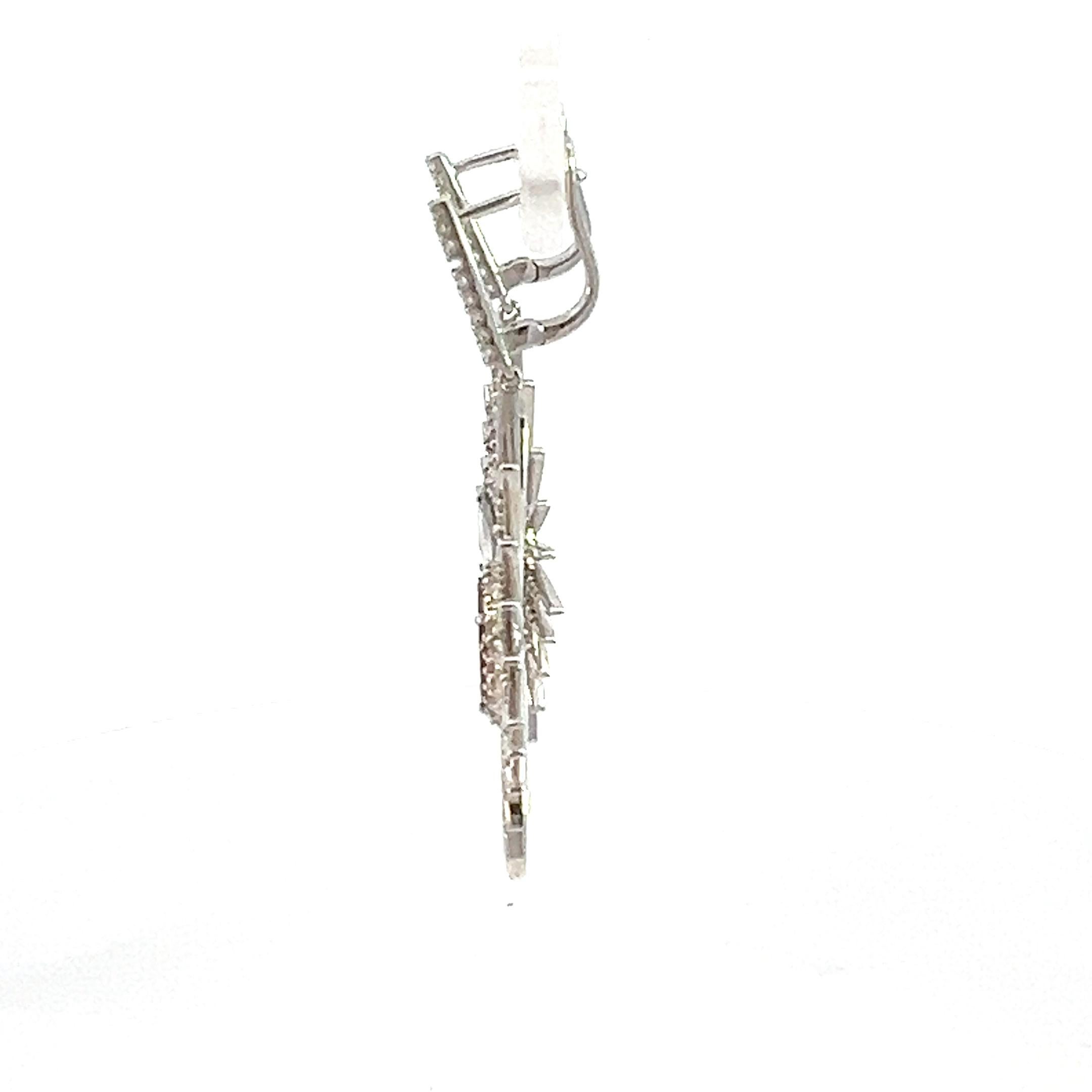 Starburst Diamond Dangle Earrings For Sale 2