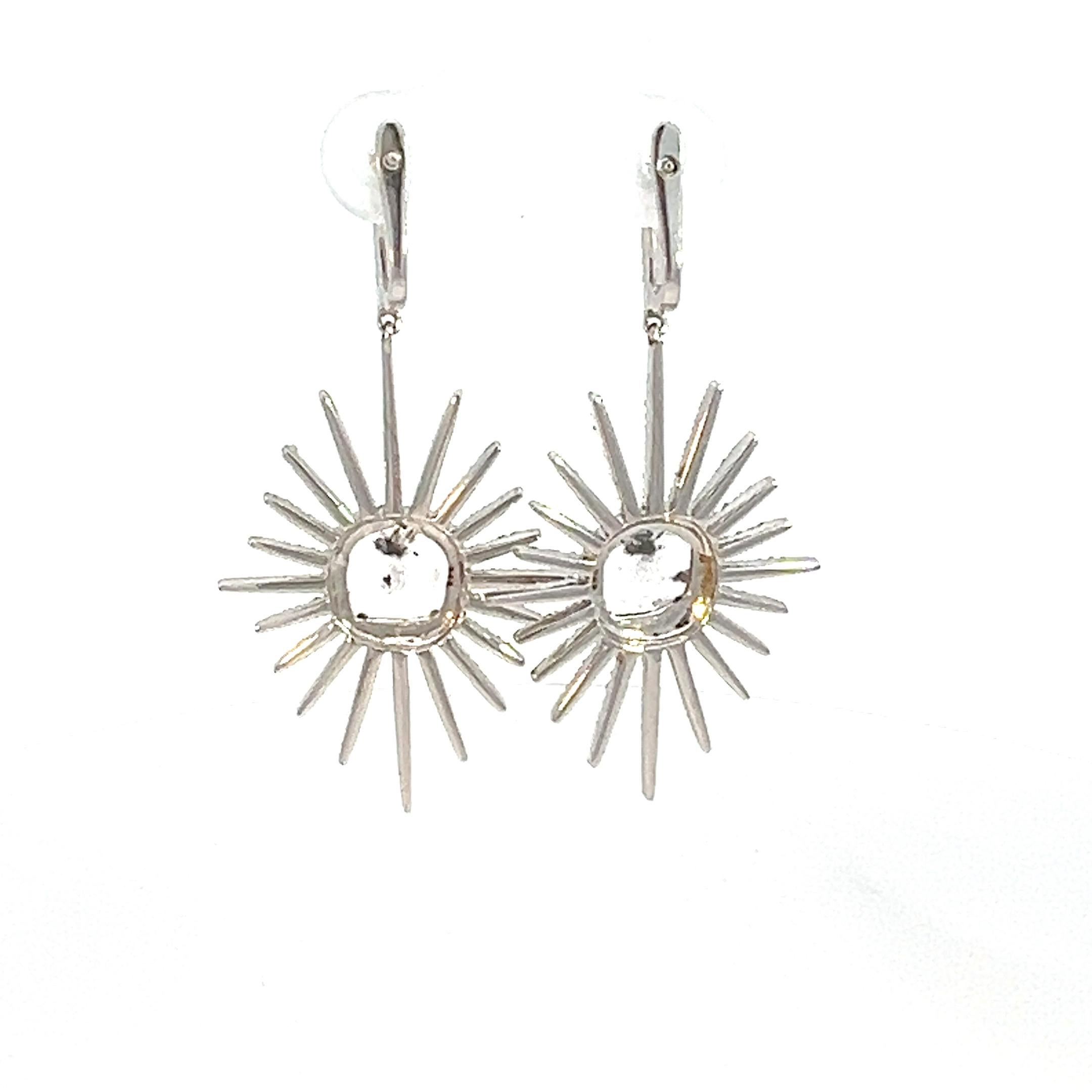 Starburst Diamond Dangle Earrings For Sale 3