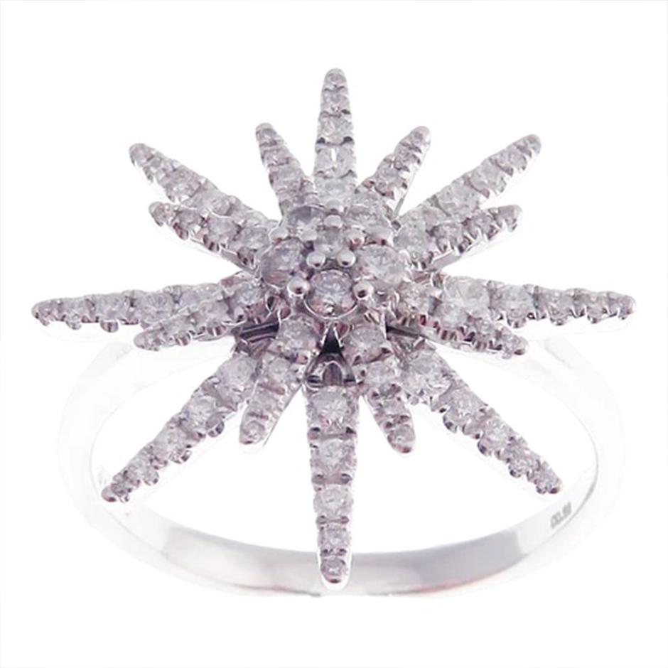 Starburst Diamond Earring Ring Set For Sale 2