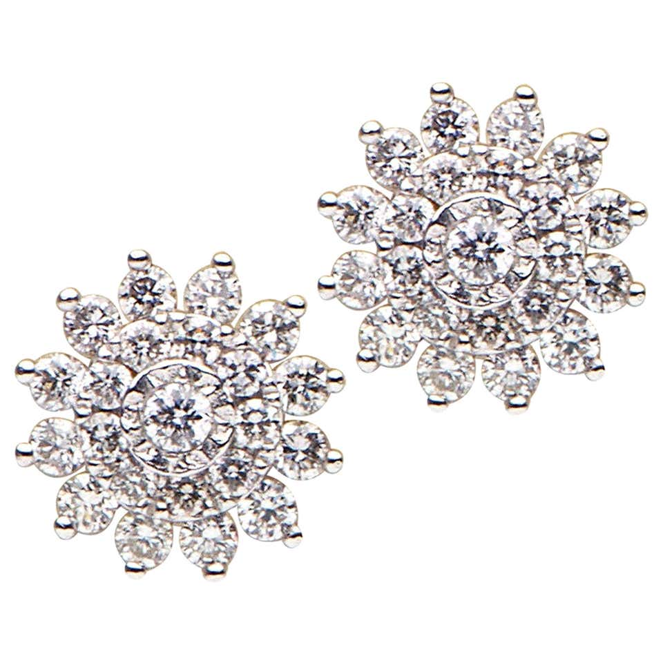 Platinum Diamond Starburst Earring For Sale at 1stDibs