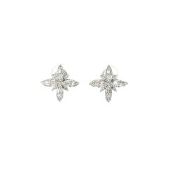 Pendientes de diamantes Starburst de oro blanco de 18 quilates