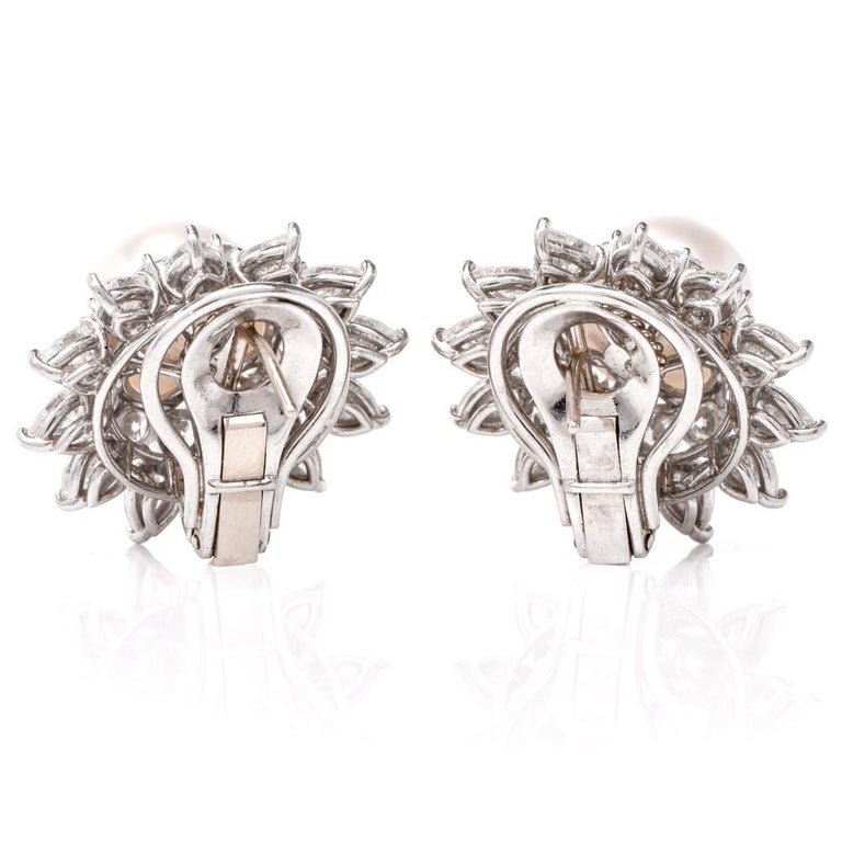 Gold & Diamond Starburst Pearl Bead Earrings main image 0