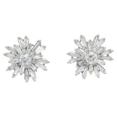 Starburst Diamond Stud Earrings in 18K White Gold