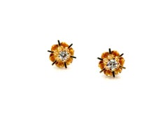 Starburst Diamant Ohrstecker mit 1/8ct rundem Brillant 14K Gelbgold