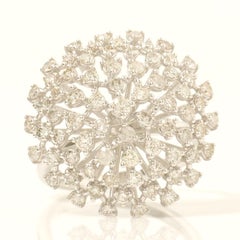 Anello cocktail con diamante a cupola Starburst in oro massiccio 14k (certificato)
