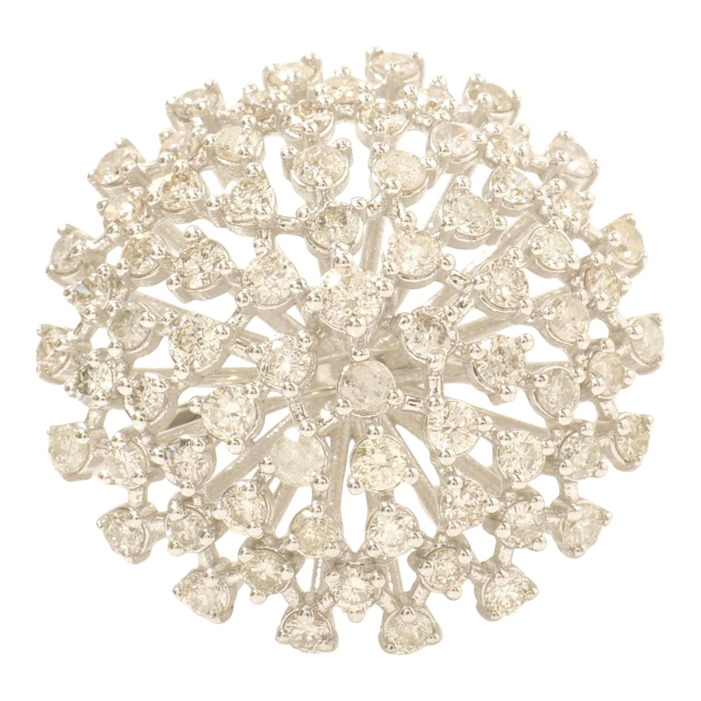 Anello cocktail con diamante a cupola Starburst in oro massiccio 14k (certificato) in vendita