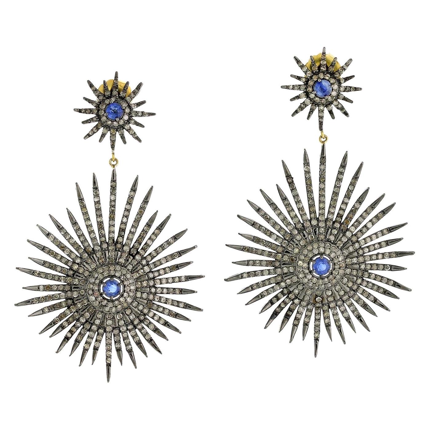 Starburst Kyanite Diamond Earrings For Sale