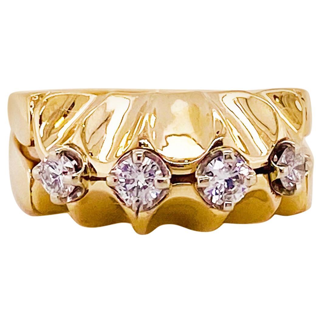 Starburst Ladies Ring with 4 Diamonds .40 Carat Total in 14 Karat Gold, 14 Karat