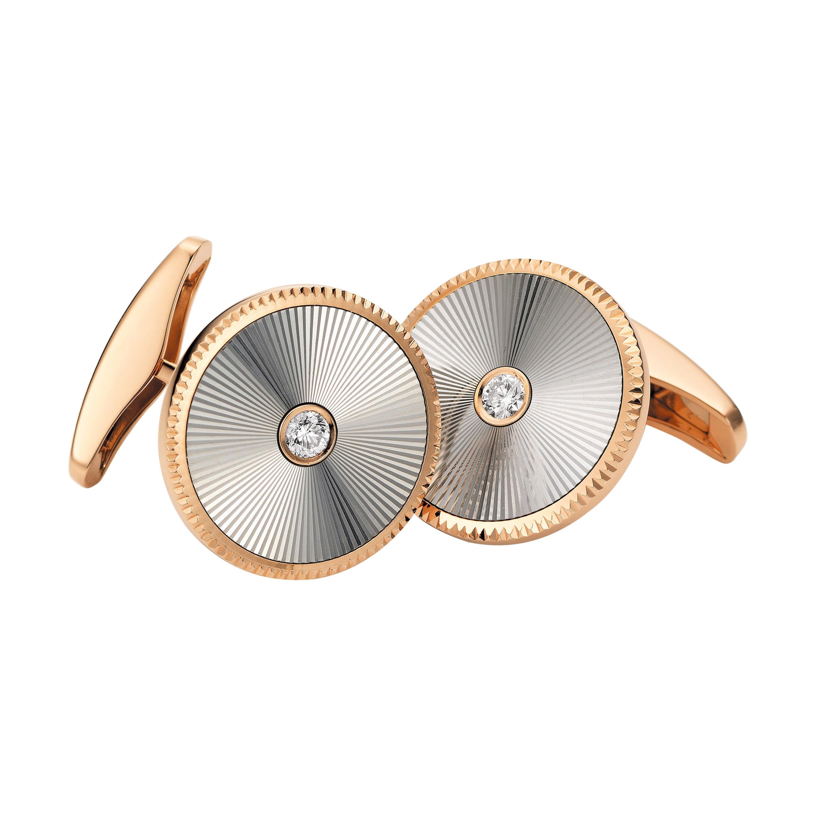 Victor Mayer Cufflinks Starburst Limited Edition Rose Gold & White Gold Diamonds For Sale