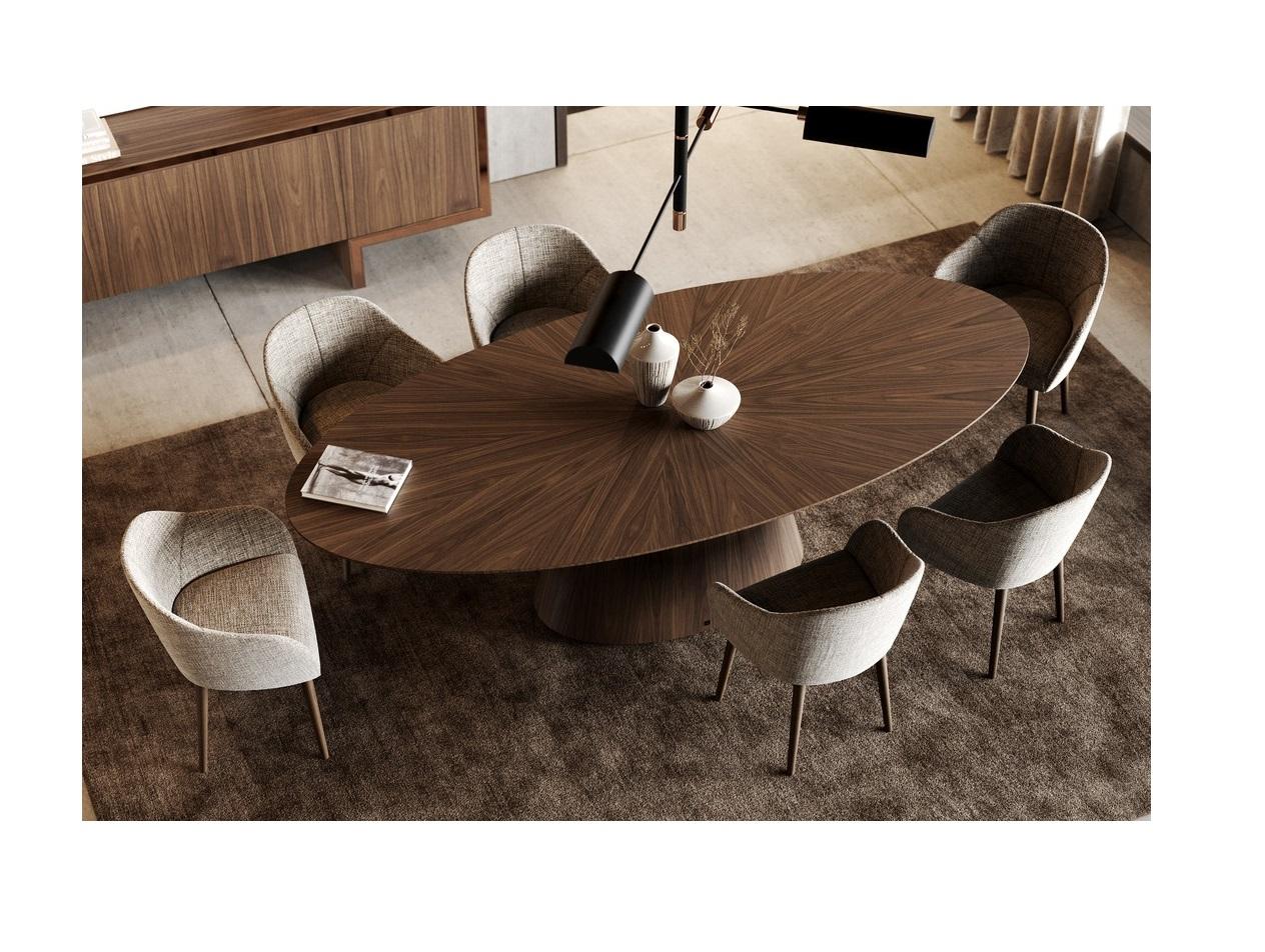 Contemporary Starburst Marquetry Style Dining Table In Custom Wood Veneer Options For Sale