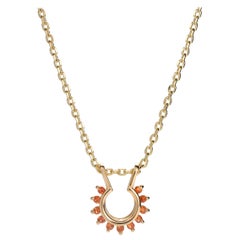 Starburst Necklace in 14 Karat Gold and Orange Sapphires