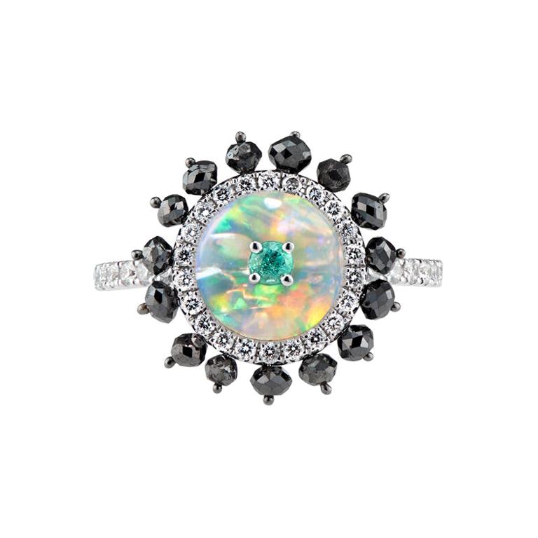 Starburst Paraiba Opal and Diamond Ring