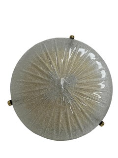 Starburst Pattern Clear Murano Glass Flush Mount Ceiling Light, Italy, 1970s