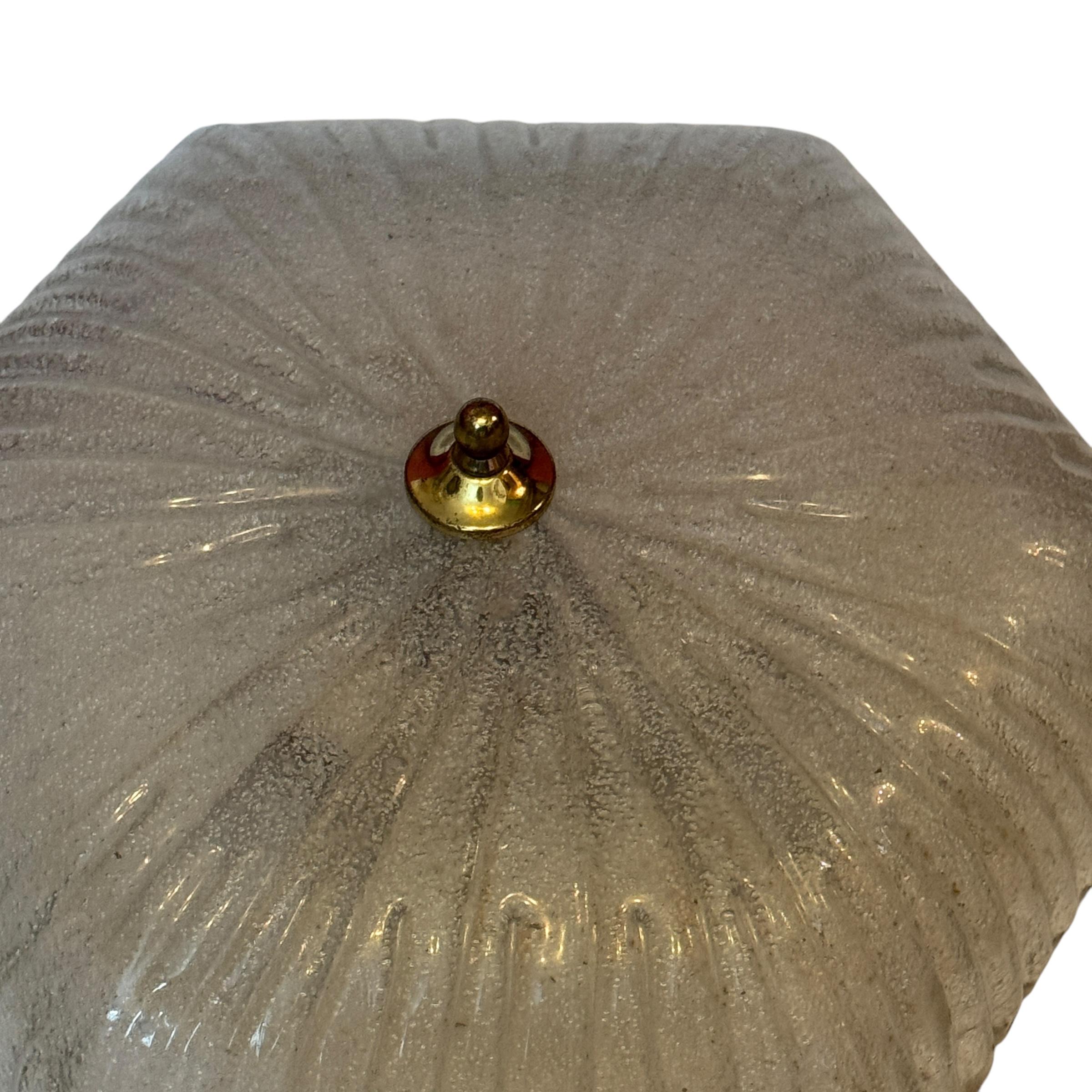 Plafonnier encastré en verre de glace à motif étoilé par Honsel, Allemagne, 1970 en vente 3