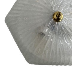 Einbau-Deckenleuchte aus Eisglas mit Sternschliff-Muster von Honsel, Deutschland, 1970er Jahre