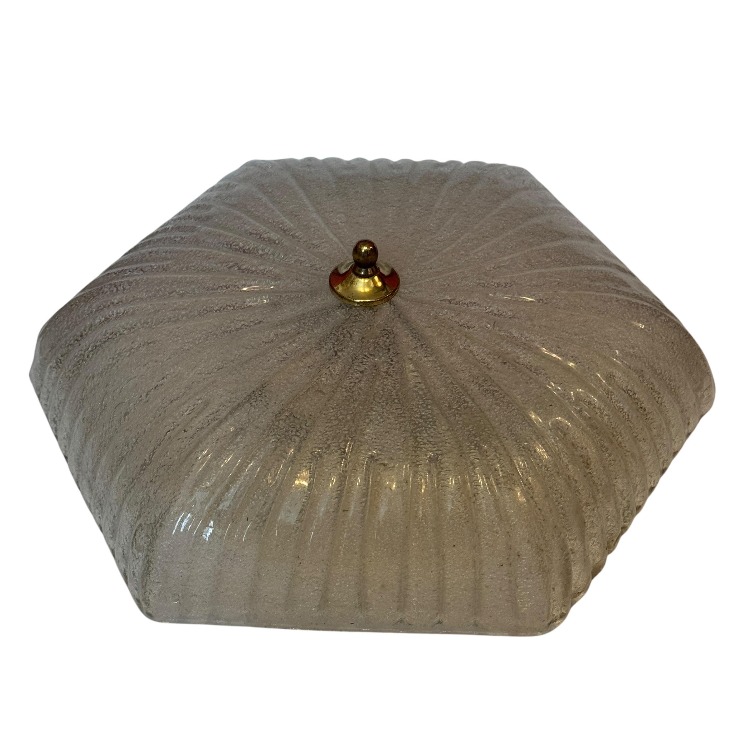 Fin du 20e siècle Plafonnier encastré en verre de glace à motif étoilé par Honsel, Allemagne, 1970 en vente