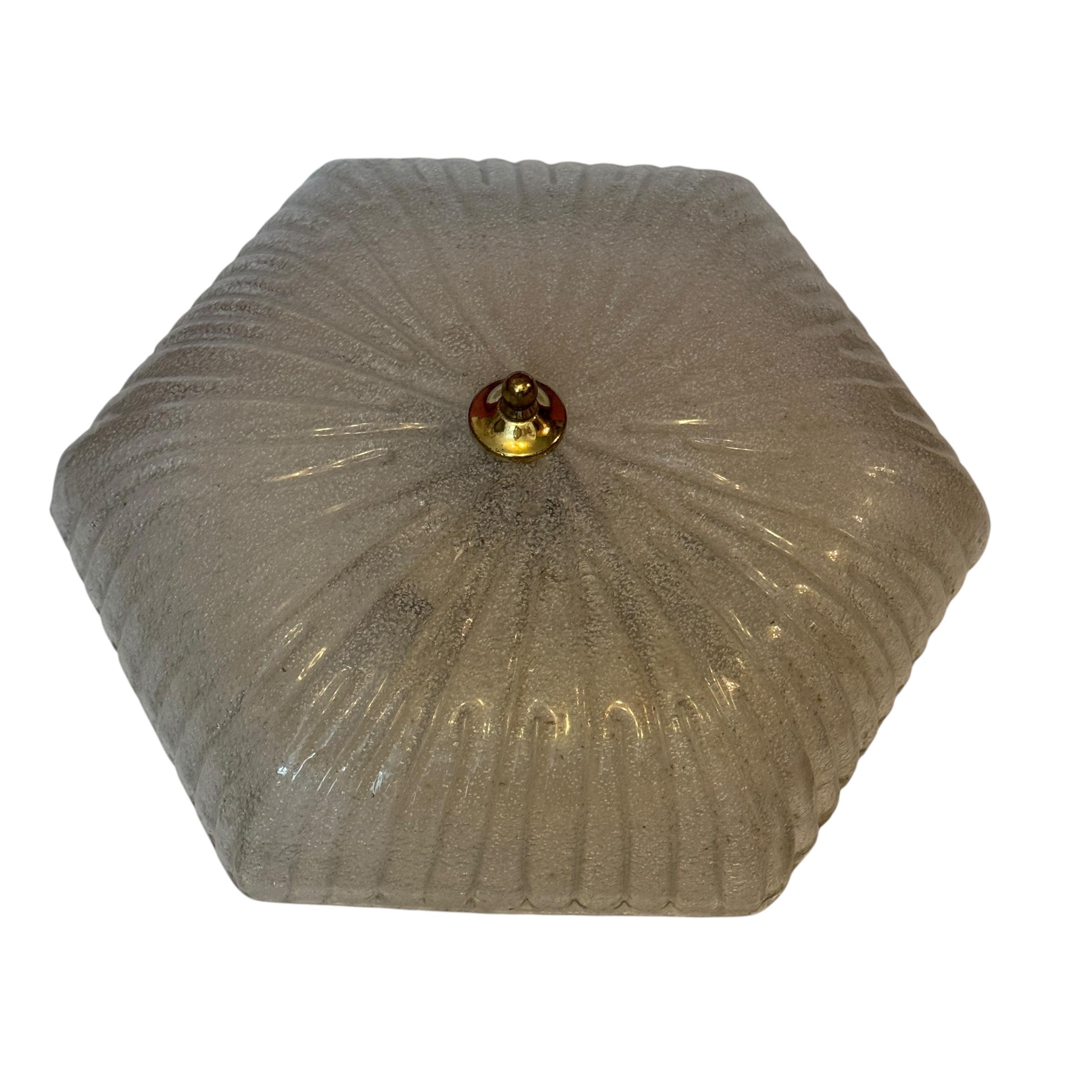 Métal Plafonnier encastré en verre de glace à motif étoilé par Honsel, Allemagne, 1970 en vente