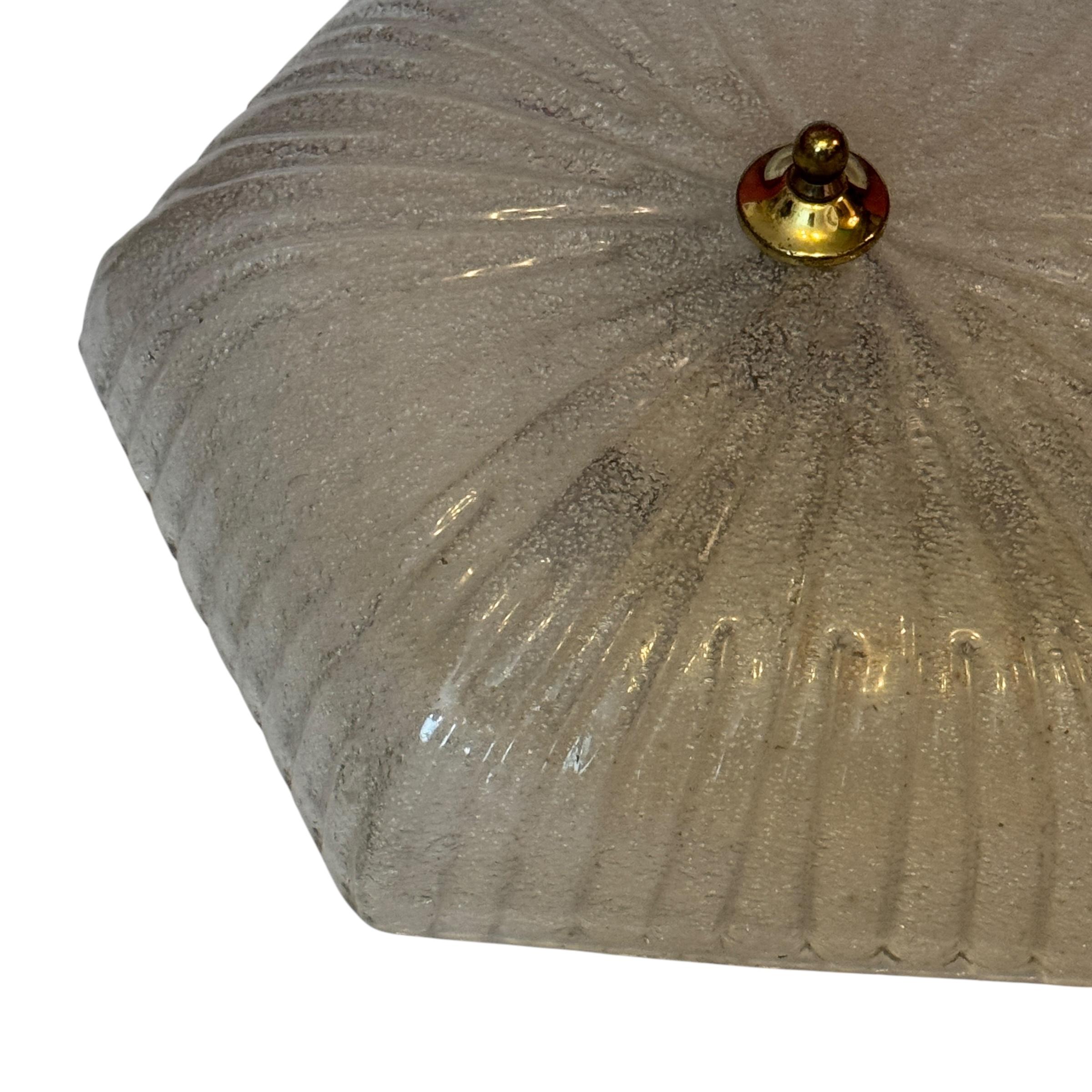 Plafonnier encastré en verre de glace à motif étoilé par Honsel, Allemagne, 1970 en vente 1