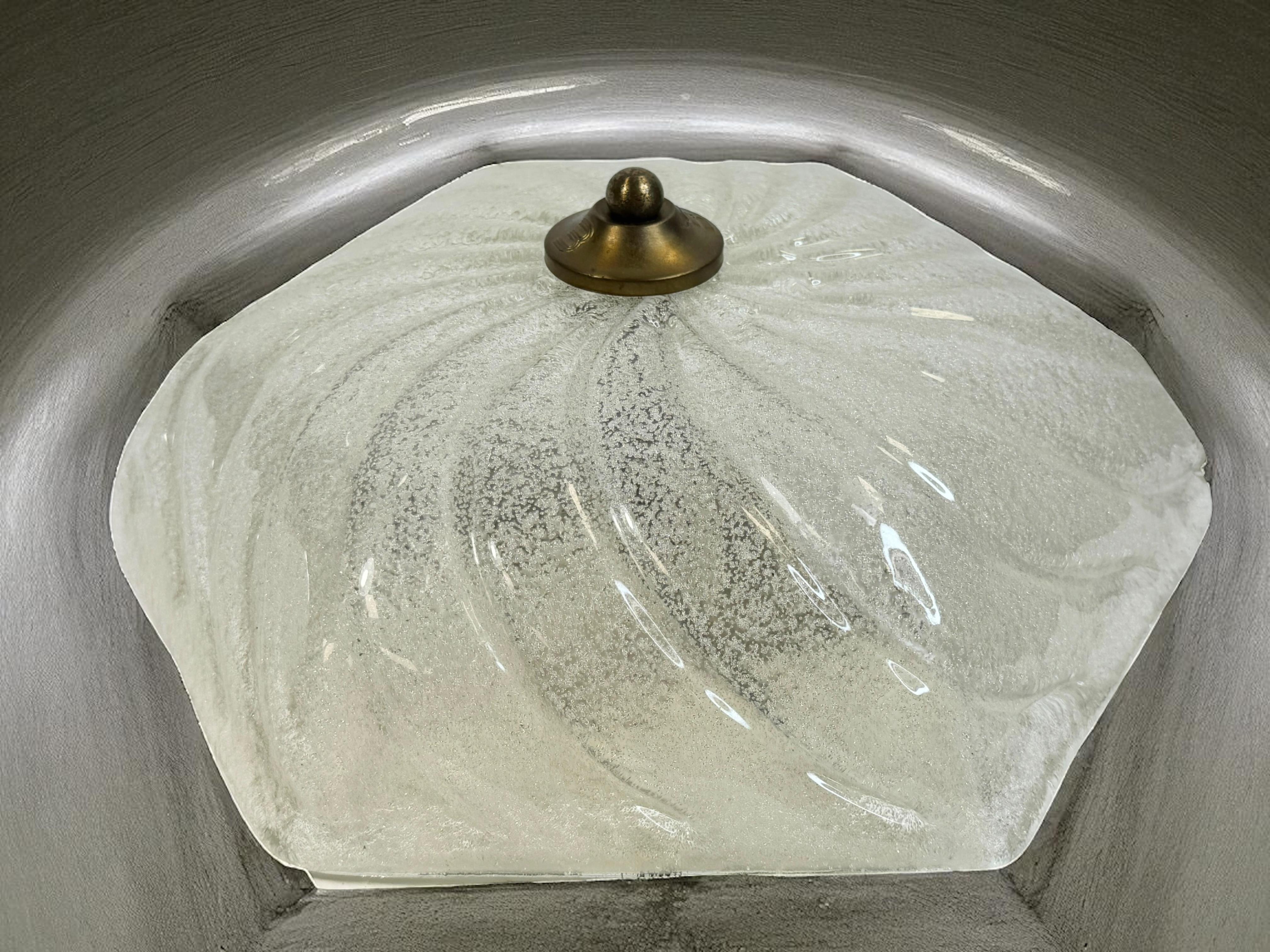 Starburst Pattern Swirl Glass Flush Mount Ceiling Light Honsel, Germany, 1970s For Sale 4