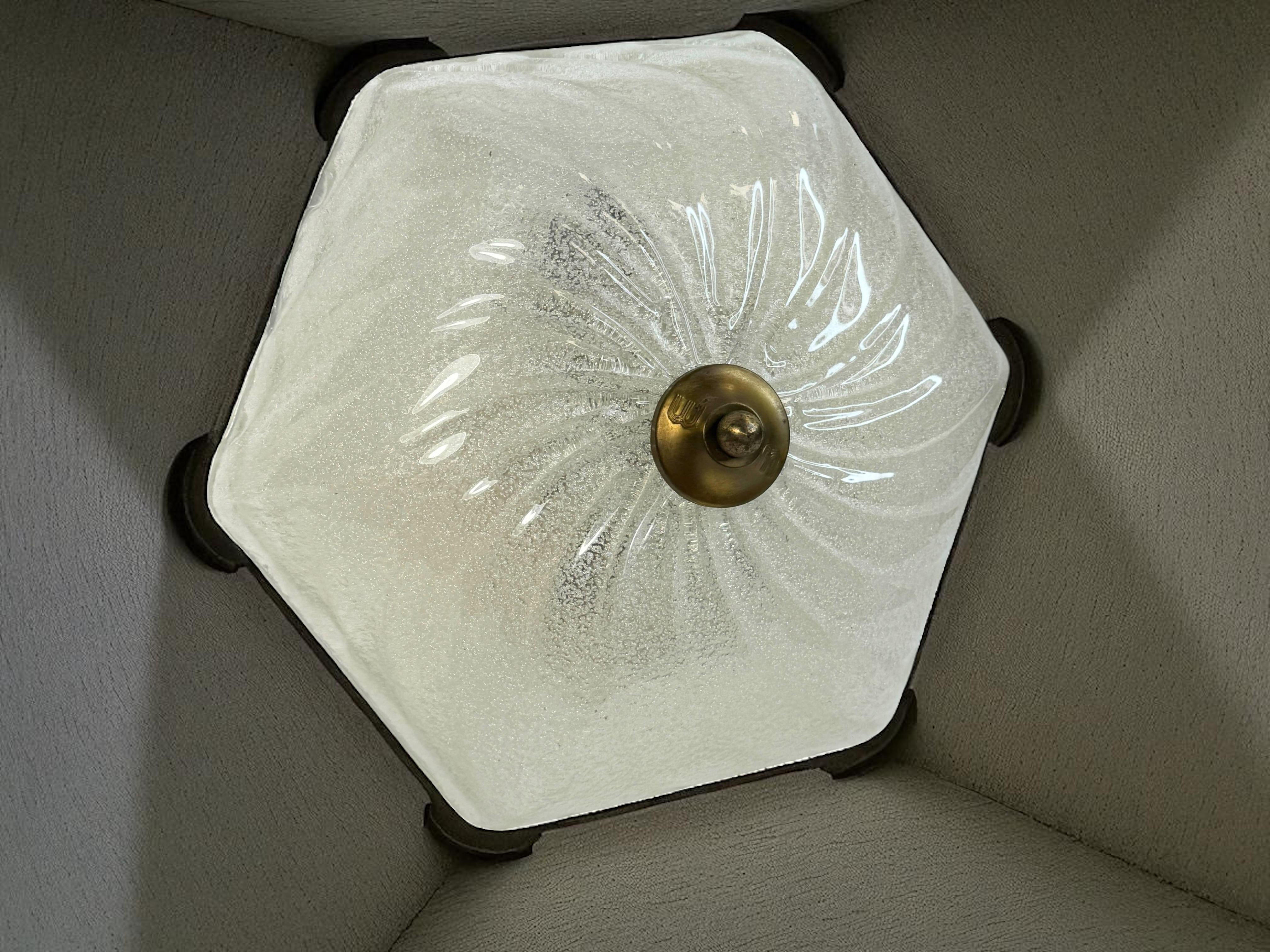 Starburst Pattern Swirl Glass Flush Mount Ceiling Light Honsel, Germany, 1970s For Sale 6
