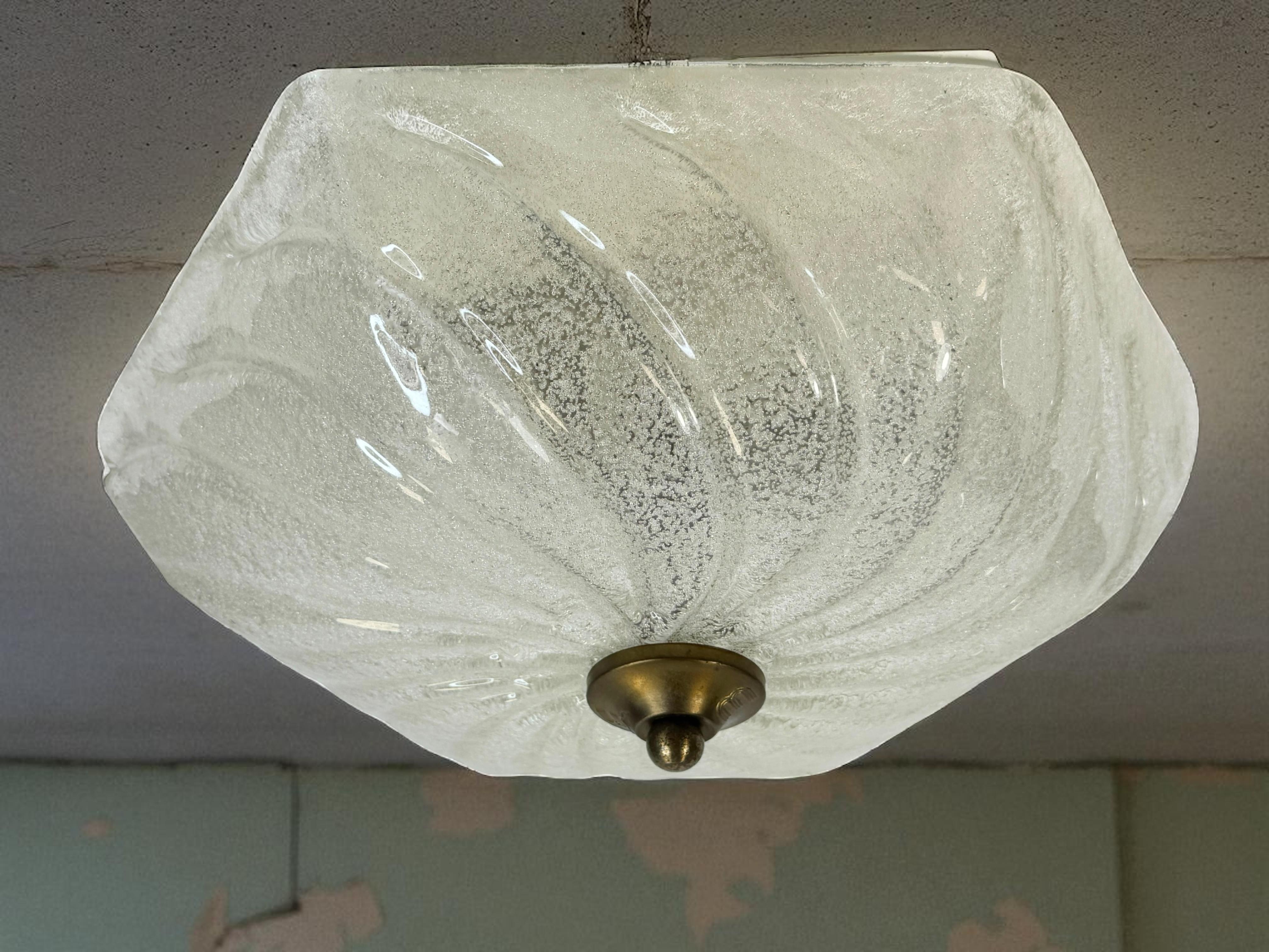 Starburst Pattern Swirl Glass Flush Mount Ceiling Light Honsel, Germany, 1970s For Sale 8