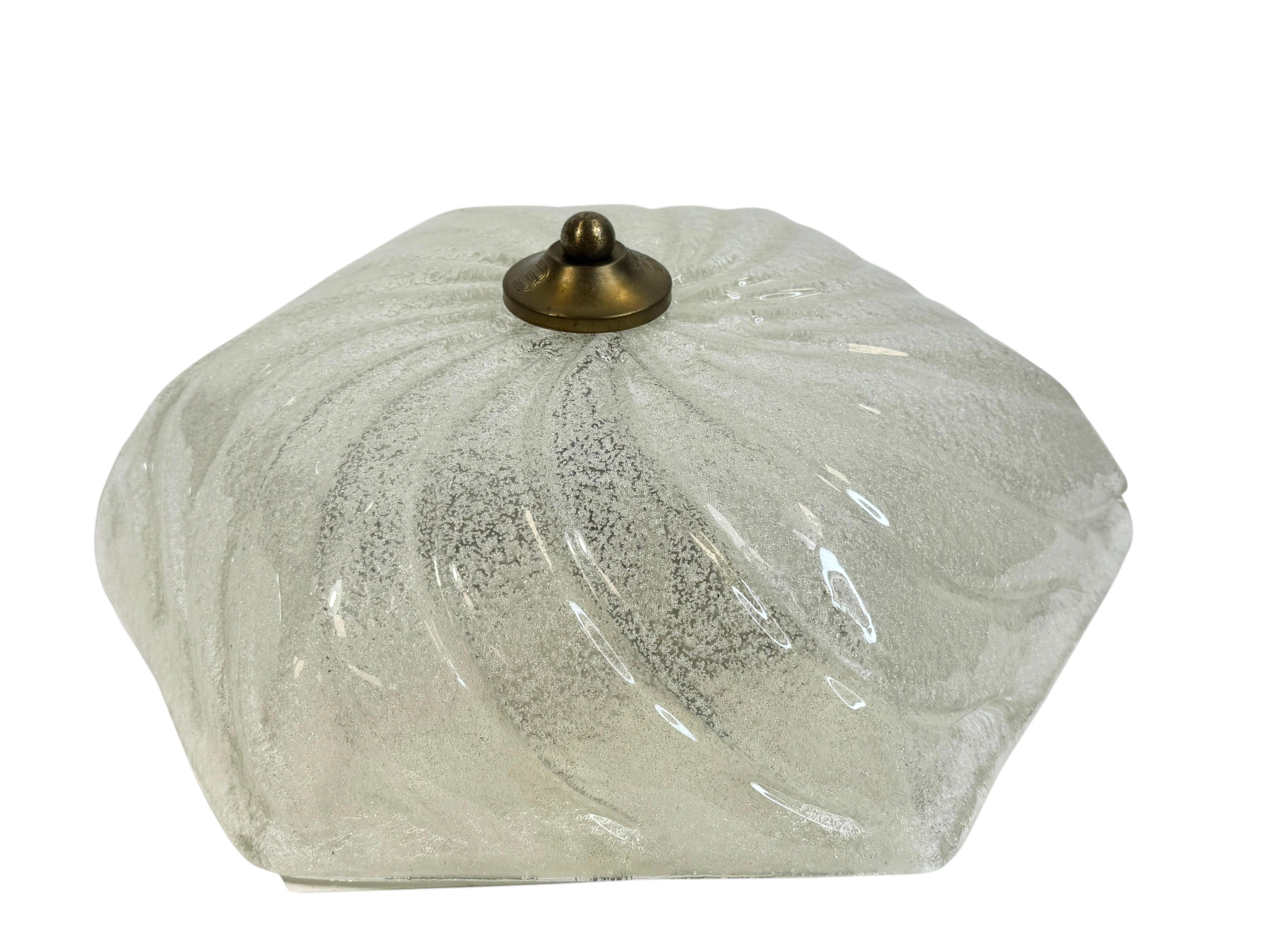 Mid-Century Modern Starburst Pattern Swirl Glass Flush Mount Ceiling Light Honsel, Germany, 1970s For Sale