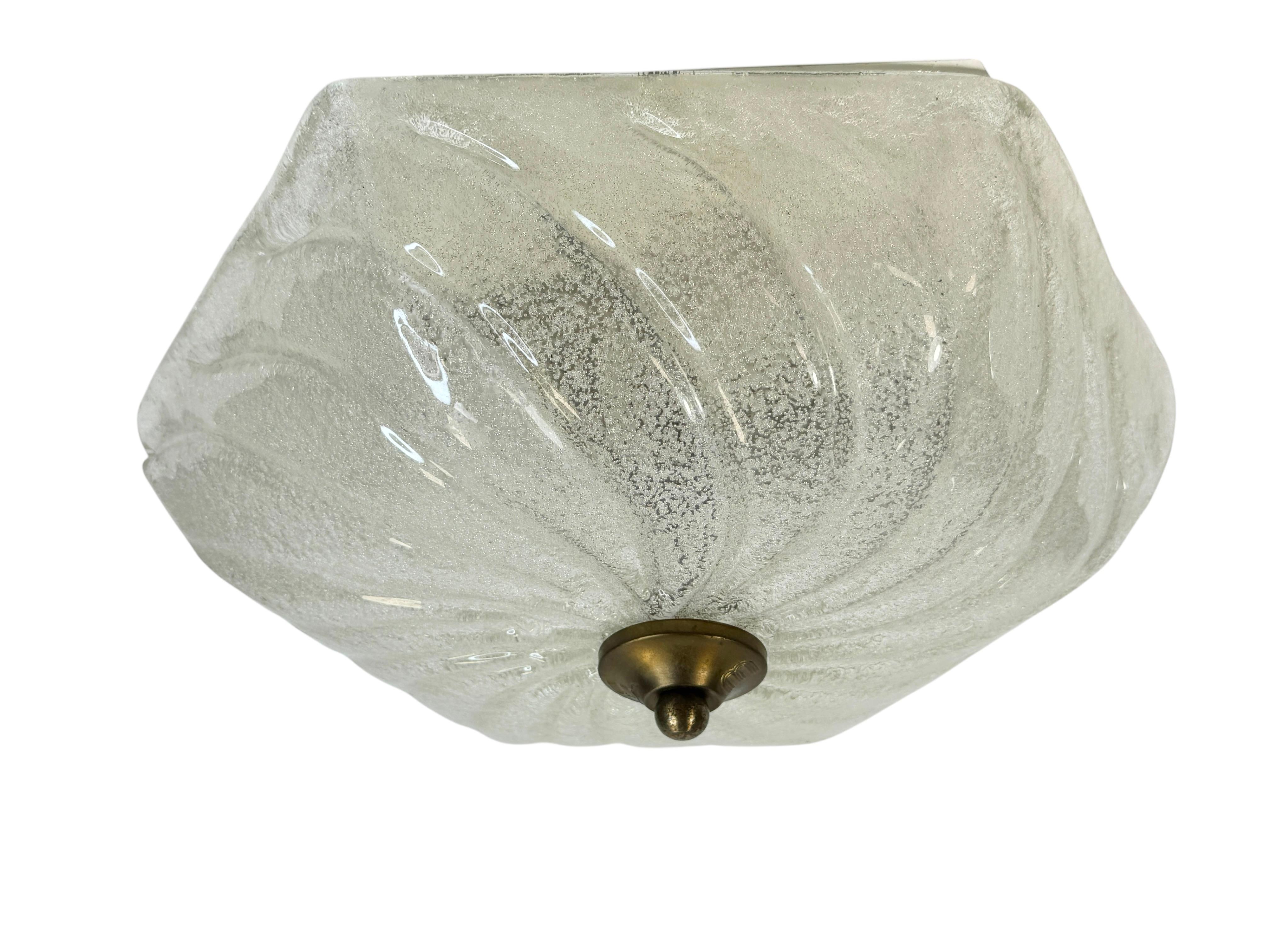 Starburst Pattern Swirl Glass Flush Mount Ceiling Light Honsel, Germany, 1970s In Good Condition For Sale In Nuernberg, DE
