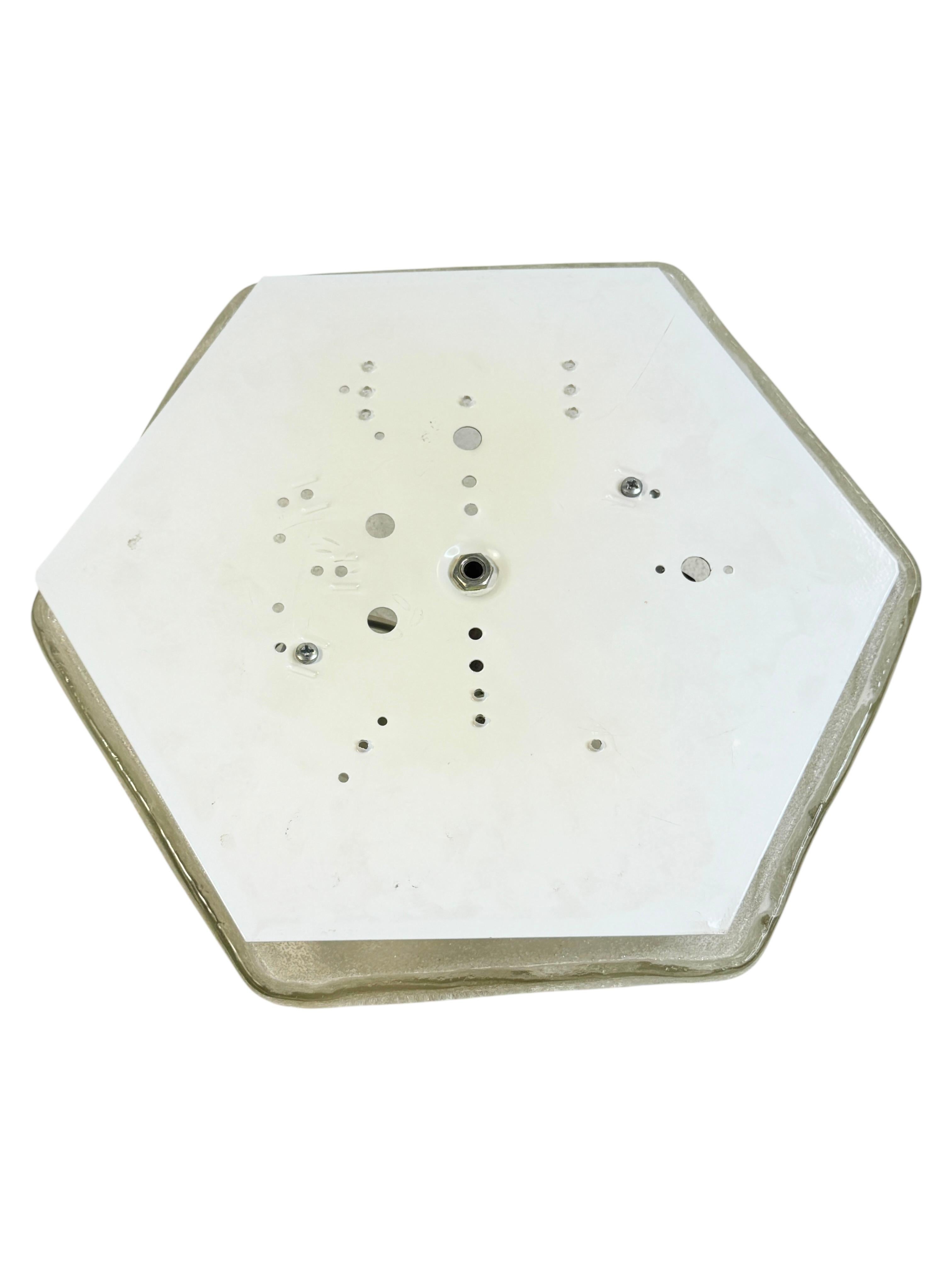 Late 20th Century Starburst Pattern Swirl Glass Flush Mount Ceiling Light Honsel, Germany, 1970s For Sale