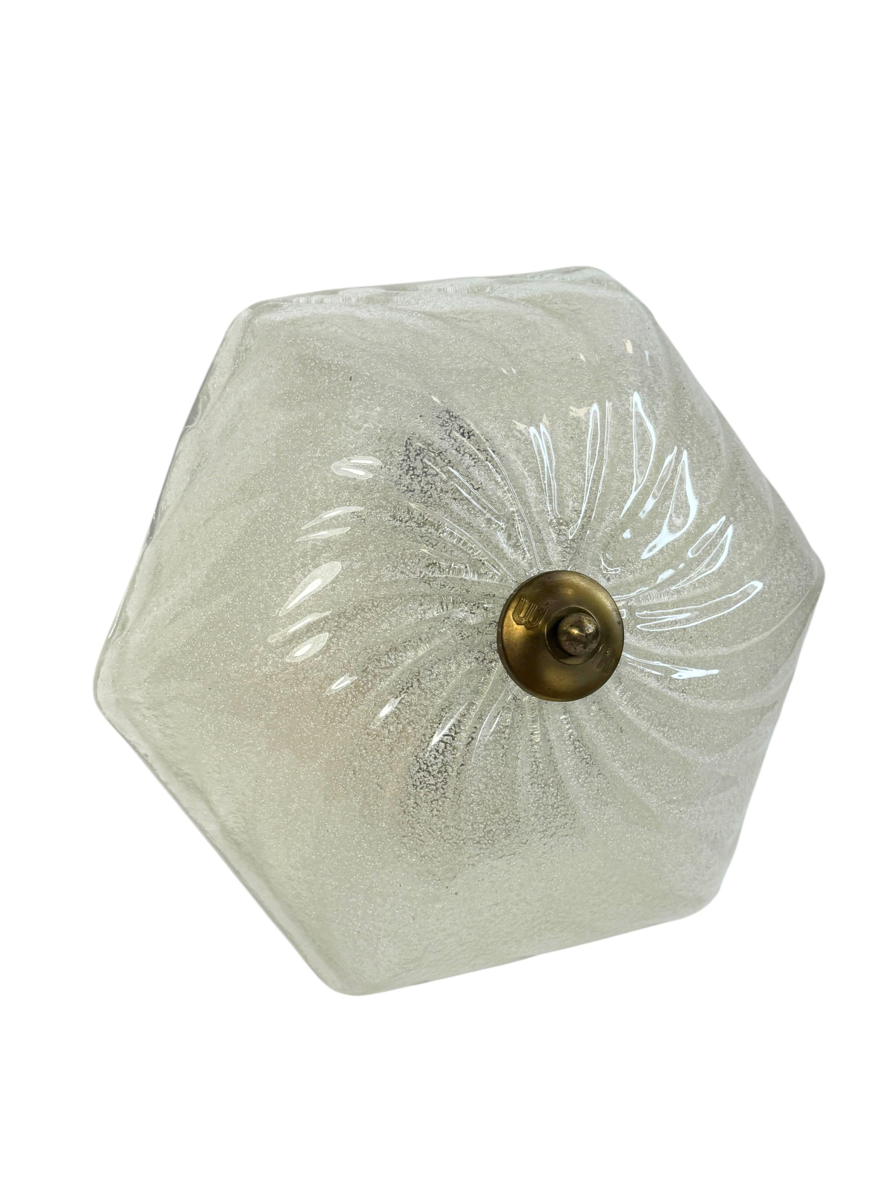 Metal Starburst Pattern Swirl Glass Flush Mount Ceiling Light Honsel, Germany, 1970s For Sale