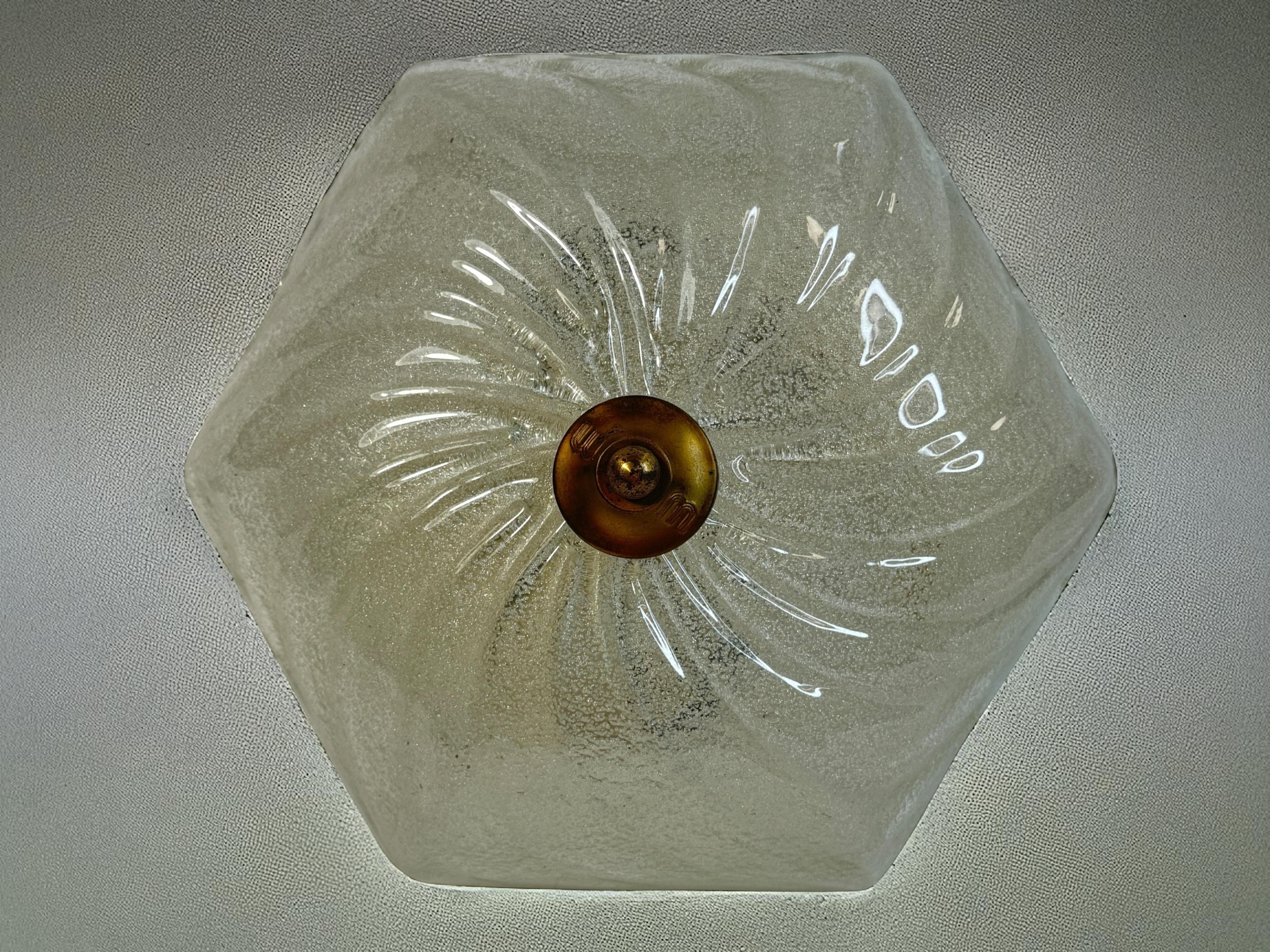 Starburst Pattern Swirl Glass Flush Mount Ceiling Light Honsel, Germany, 1970s For Sale 2