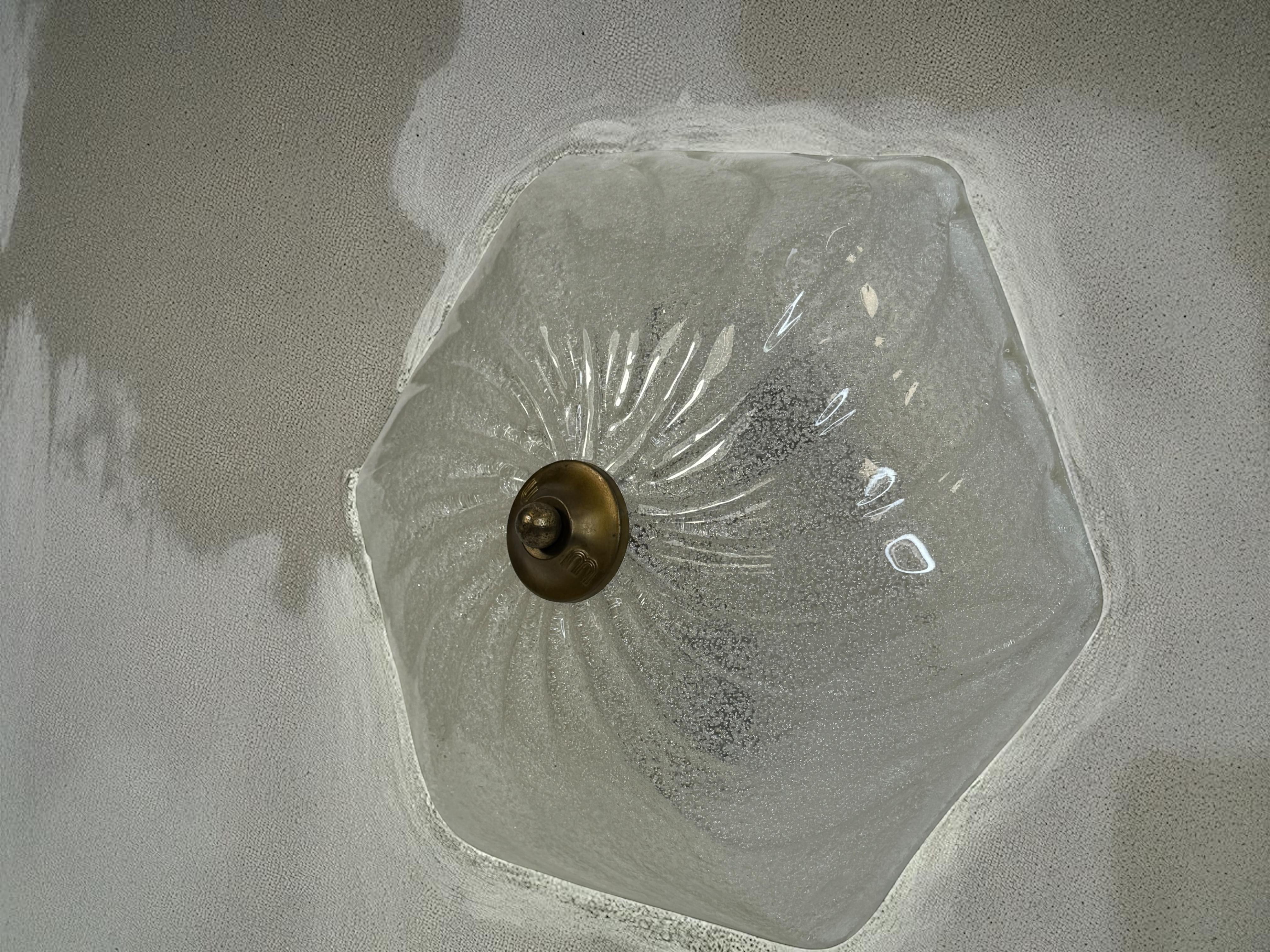 Starburst Pattern Swirl Glass Flush Mount Ceiling Light Honsel, Germany, 1970s For Sale 3